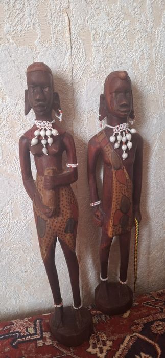 2 ръчно изработени африкански дърворезби