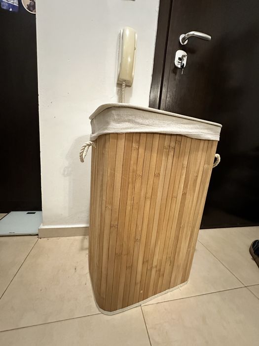 Кош за пране, 72L, сгъваем от бамбук