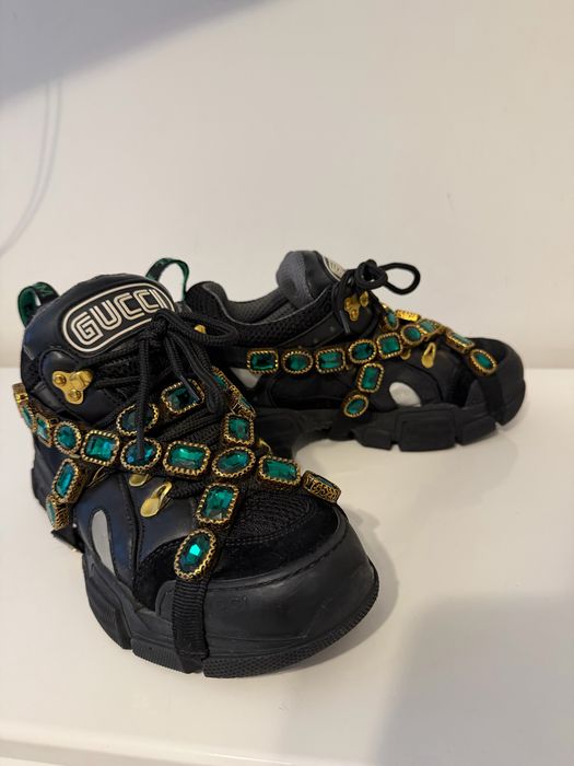 Gucci Flashtrek Black Crystal Sneakers