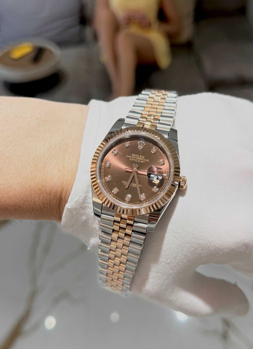rolex datejust 41mm двуцветен / шоколад