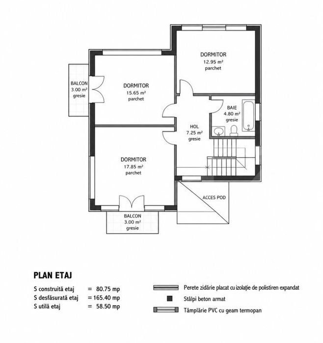 Vila P+1, 122.70 mp, incalzire in pardoseala, teren 684 mp, zona Valea