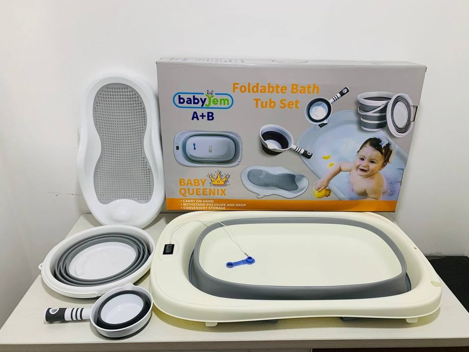 Новая складная детская ванна набор 7в1 с индикатором температуры воды.