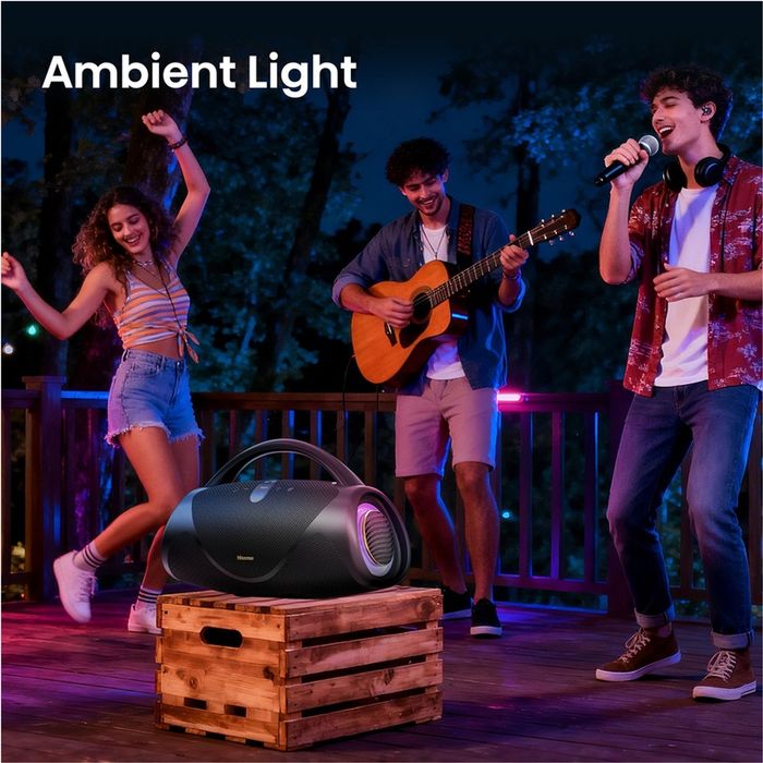 Нова безжична Bluetooth портативна колонка Hisense - VoyageBoom, IP67, черна 320W