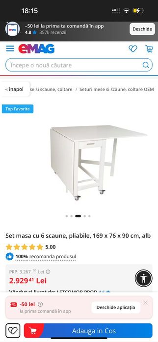 Masă extensibila cu scaune , nouă