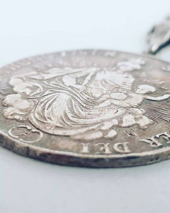 Рядка и стара сребърна монета с верижка Hungary 1/2 Thaler 1787