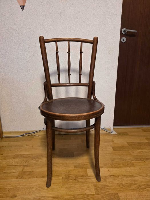 Scaun Thonet Interbelic „Vienna-Pâncota” – Piesă Originală cu Etichetă