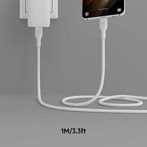 Нови Belkin 2 броя силиконови USB C кабели за зареждане черен и бял телефон Samsung Galaxy MacBook