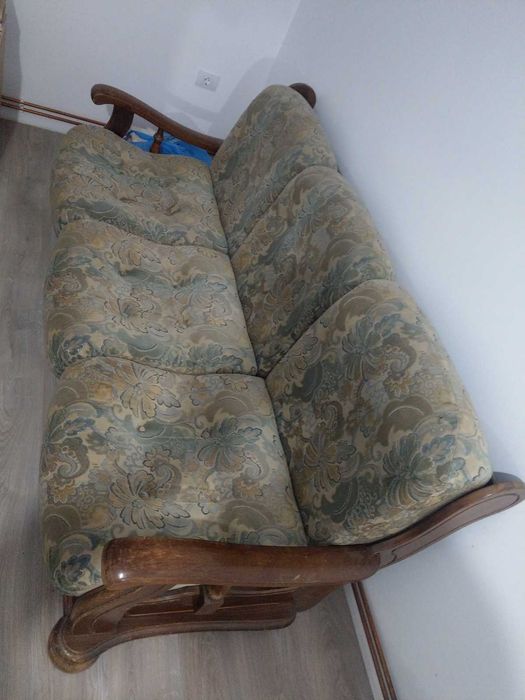 vind canapea lemn masiv 3 locuri