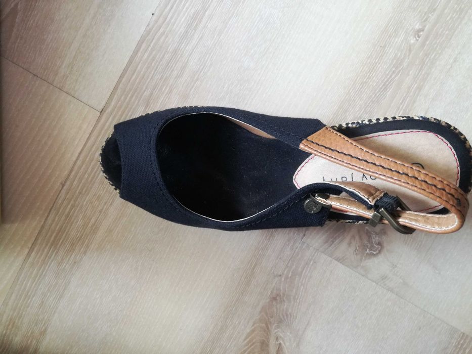 Летни сандали на висока подметка Jenny fairy + чанта в същия десен