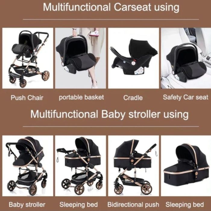 Carucior multifunctional pliabil pentru copii 3 in 1 diverse culori