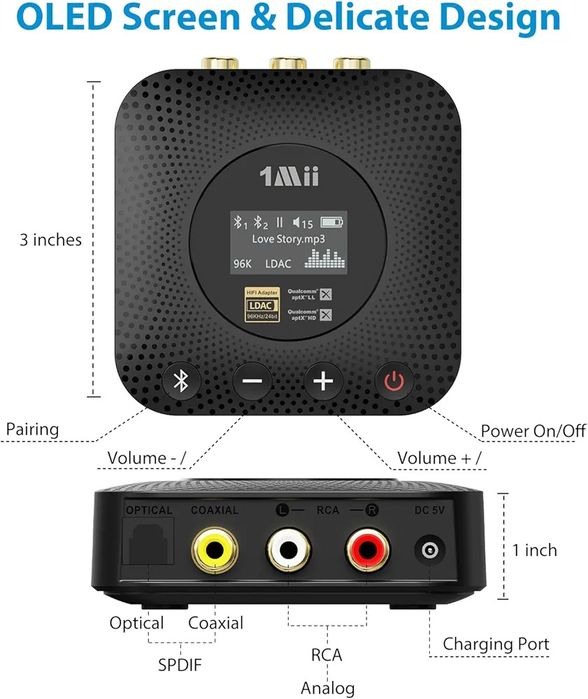 1Mii B06HD+-Res Bluetooth 5.1 Music Receiver for Home Stereo w/ LDAC