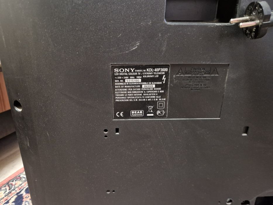 TV LCD Sony KDL 40P3600, fără telecomanda
