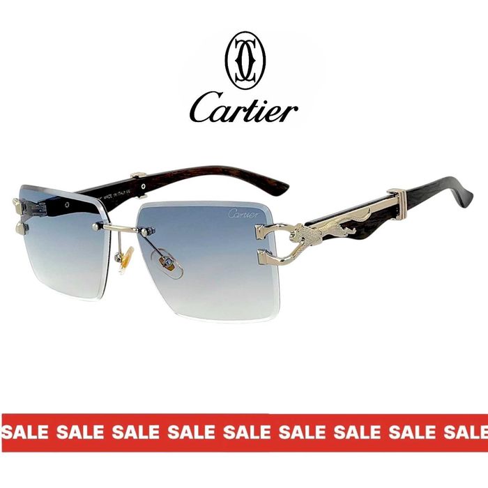 Cartier B PANTH слънчеви очила 2026 – дървена рамка с пантера