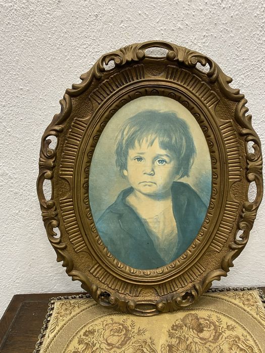 Ретро рамка картина в барокова стилизация с портрет Италия 1970