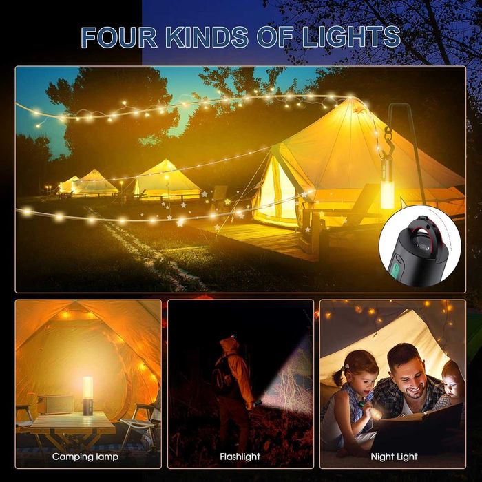 Къмпинг гирлянди AUDLES, 10,1 м  с къмпинг фенери (дизайн 4 в 1)