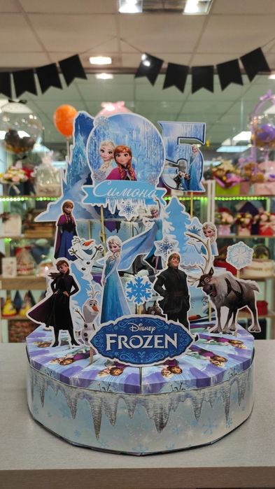 Картонена торта Замръзналото кралство Блуи Скай Барби Батман Соник