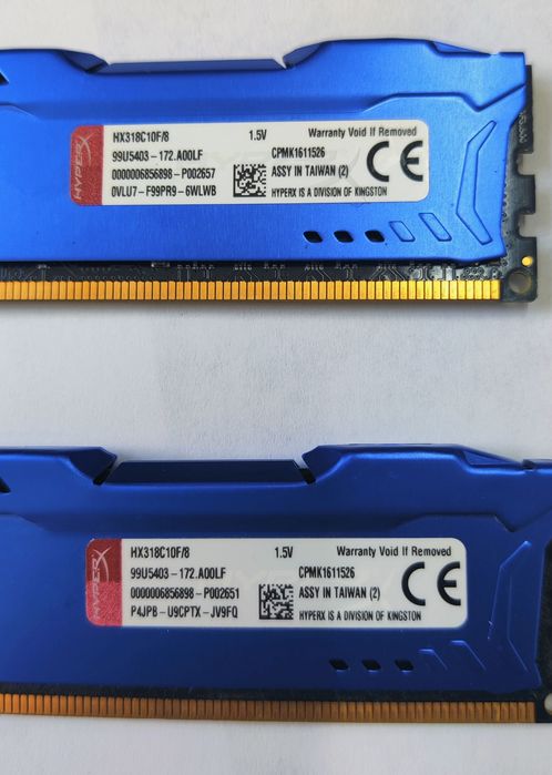 RAM 8GB X 2buc DDR3 HyperX  Fury