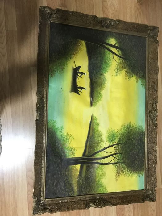 Tablou pe panza peisaj lac si padure