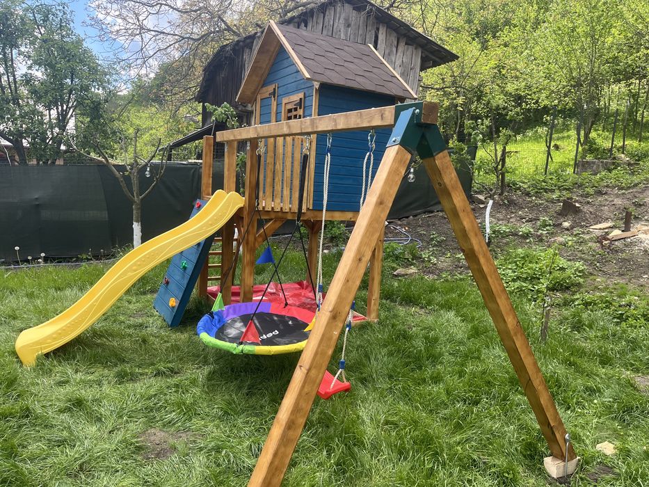 Locuri de joacă premium din lemn - complex de joacă pentru copii - leagăne - mobilier de grădină