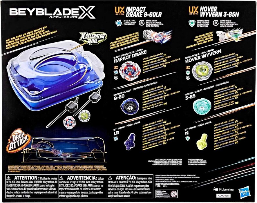 Beyblade X Drop Attack Battle Set с ареной Beystadium Hasbro