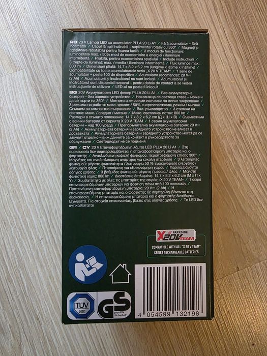 Lanterna led  parkside 20v 800 lumeni sigilata