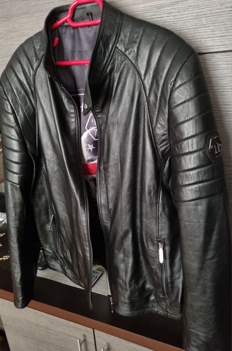 Philip Plein ,geaca nouă piele miel !Mărime 2xl si 3xl !!