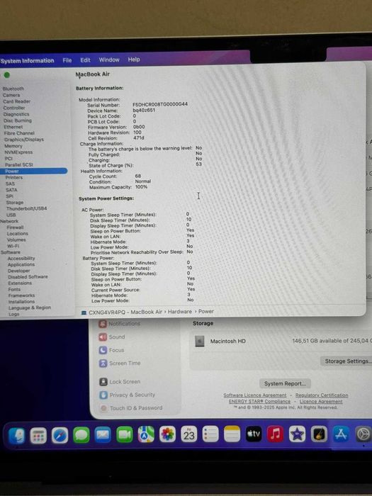 Macbook AIR 2025 / M4 16 GB RAM SSD 256 GB / Factura / Garantie #51711