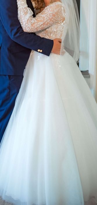 Rochie de mireasa simpla - model frunze - A-line/prințesă (preț negoci