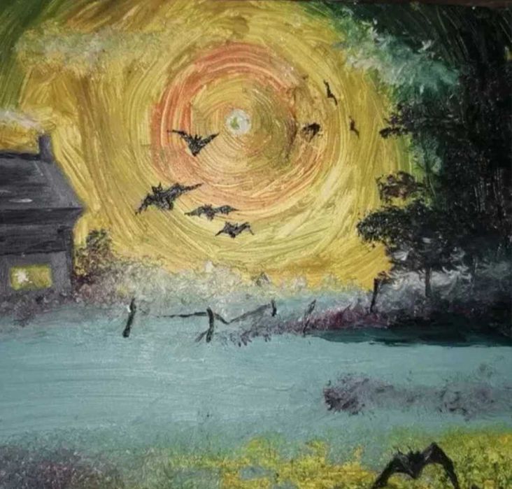 Tablou original ulei pe lemn, gothica Autumna