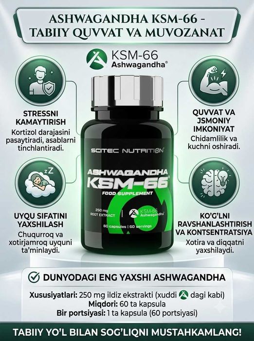 Scitec Nutrition KSM-66® Ashwagandha stressni kamaytirish va tiklanish