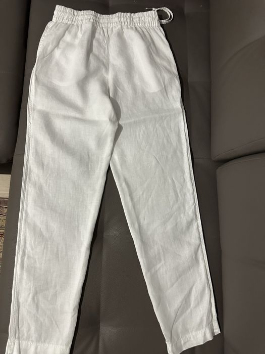 Льняные белые брюки