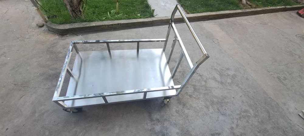 Тележка арава из нержавейки для пищевых продуктов. Тачка