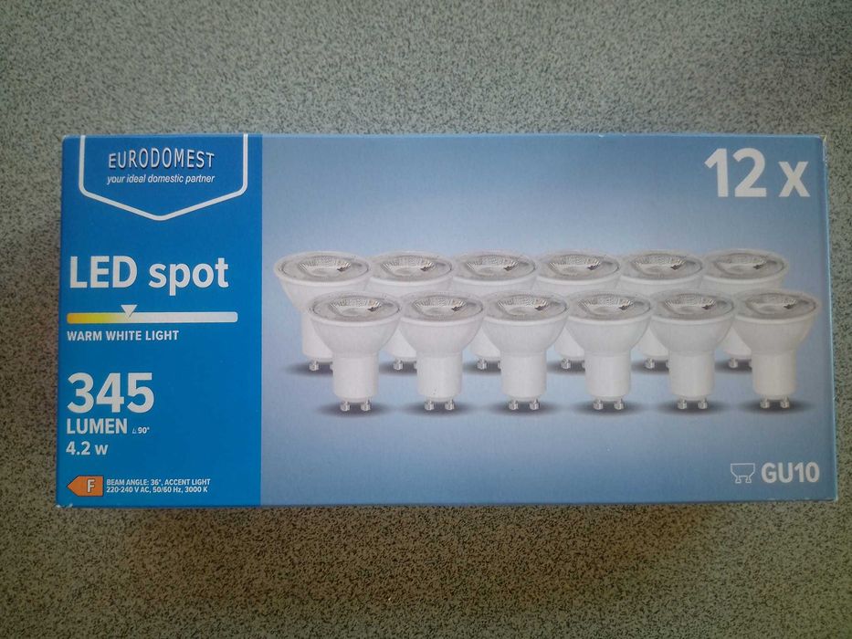 Bec led GU10, set 12 buc, 4,2w, 345lum, 3000K