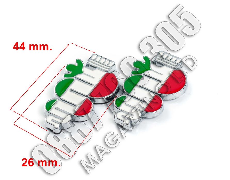 Метална Емблема за Алфа Ромео Змия с Италиански Флаг
