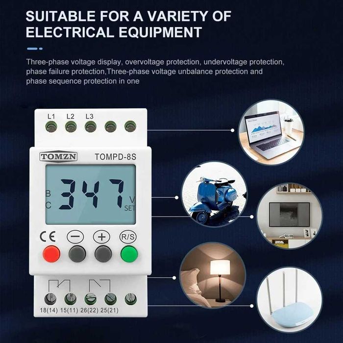 Трифазна защита пренапрежение за термопомпа