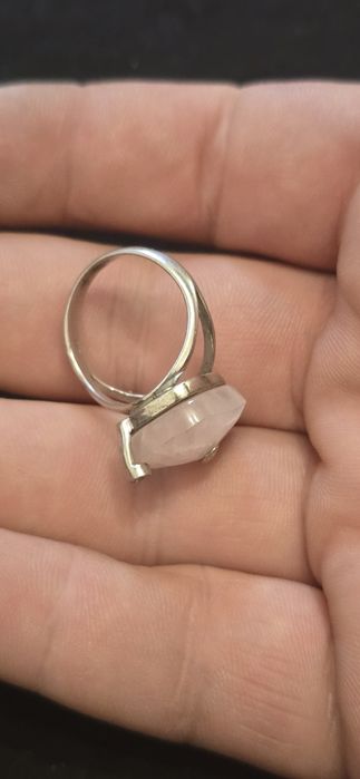 Inel argint quartz roz