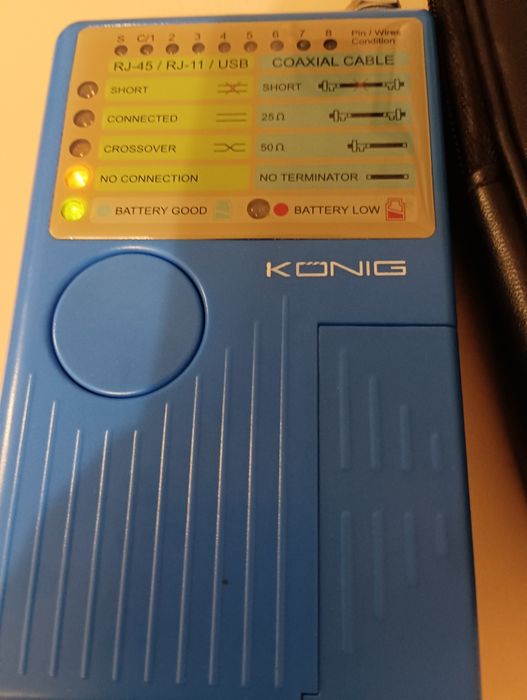 Тестер за мрежови кабели за RJ45, BNC, RJ11, USB, с LED и зумер, захра