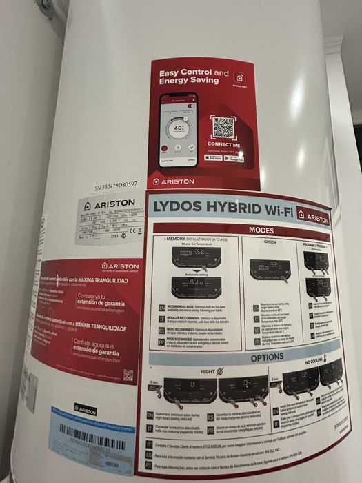 Boiler electric cu pompa de caldura ARISTON Lydos Hybrid, Wi-Fi, 100l