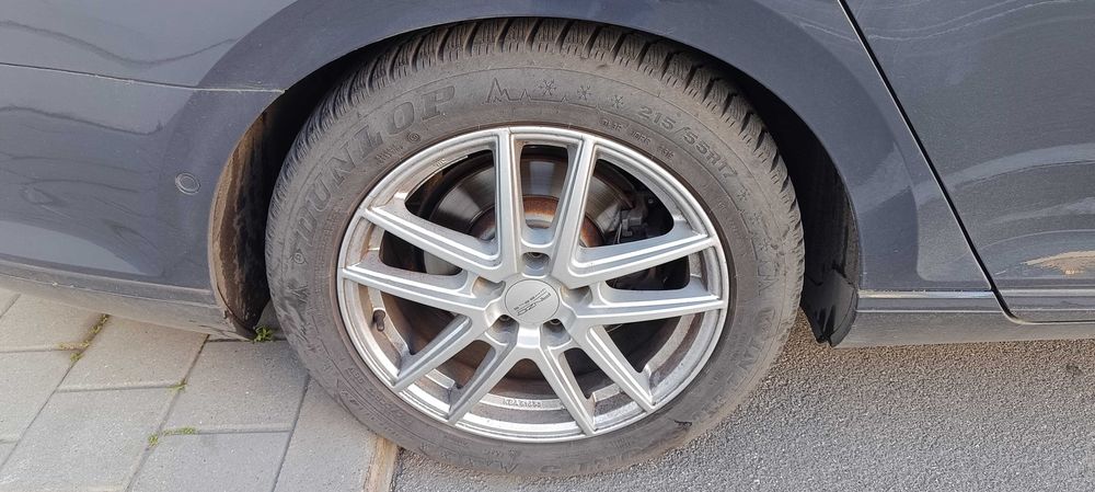 Vând jante Anzio aliaj 17" echipate cu cauciucuri iarnă pentru VW B8
