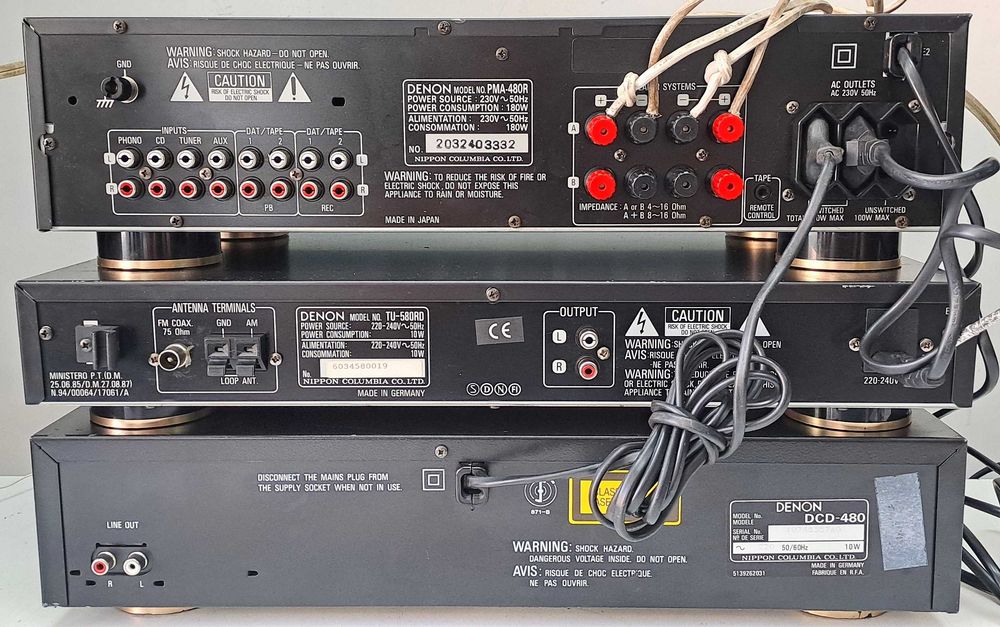Amplituner PMA-480R + Tuner TU-580RD + CD Player DCD-480 – Linie Audio Denon Gold-Feet Japan