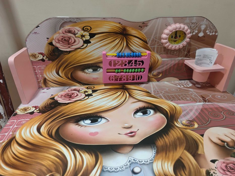 Детско бюро със стол регулируемо, метална конструкция и MDF