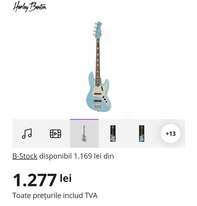 Chitara Bas JB Albastru Harley Benton