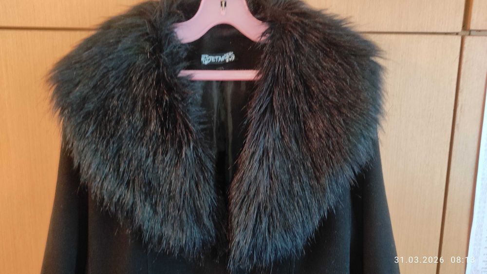 Дамско черно вълнено палто р. 50 отлично и супер евтино!