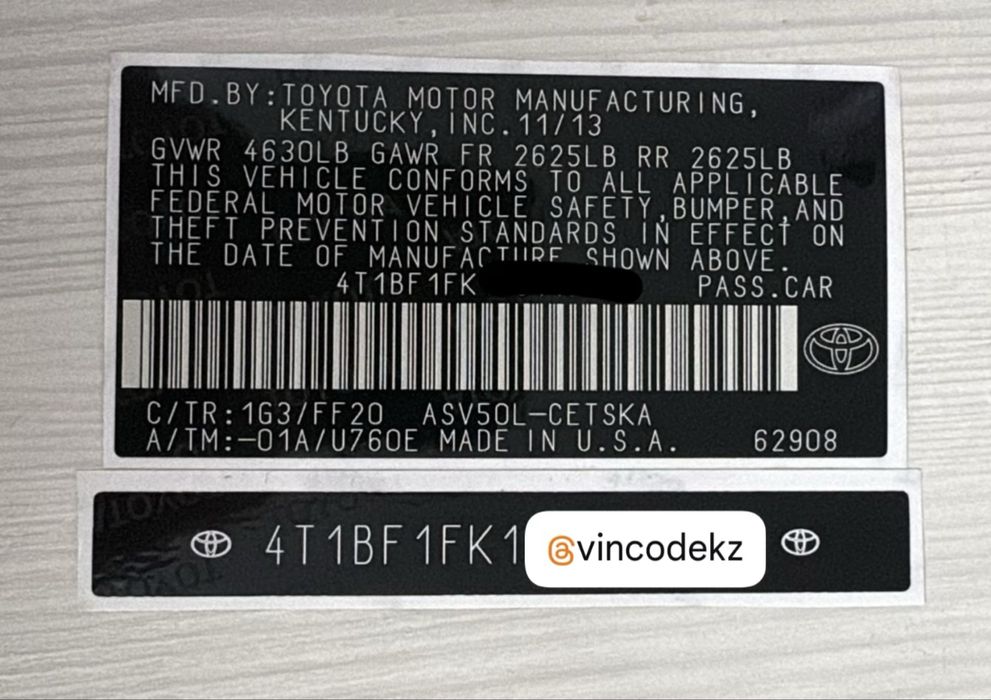 ВИНКОД, VIN-наклейки, шильдики