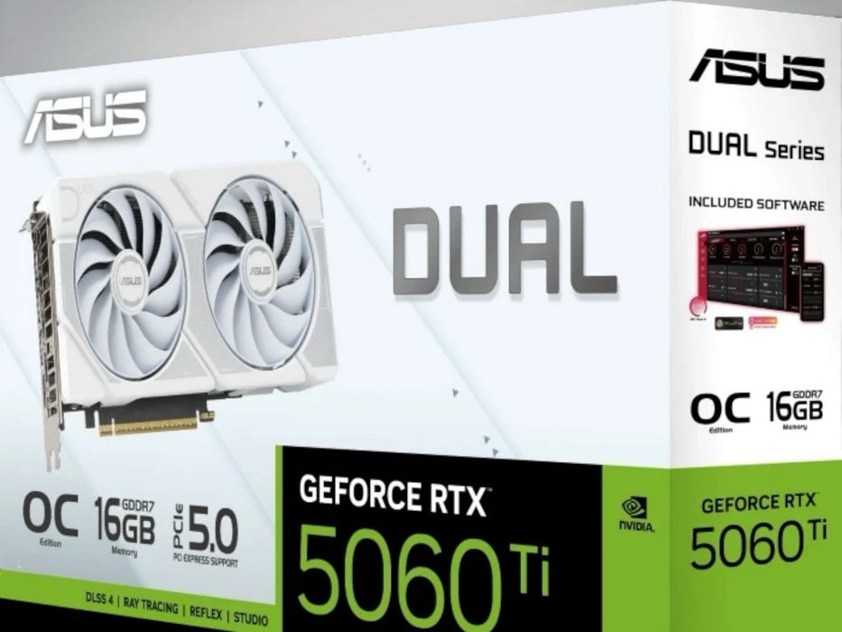 Видеокарта ASUS Dual GeForce RTX 5060 Ti White OC 16GB GDDR7 НОВА! Фабрично запечатана!