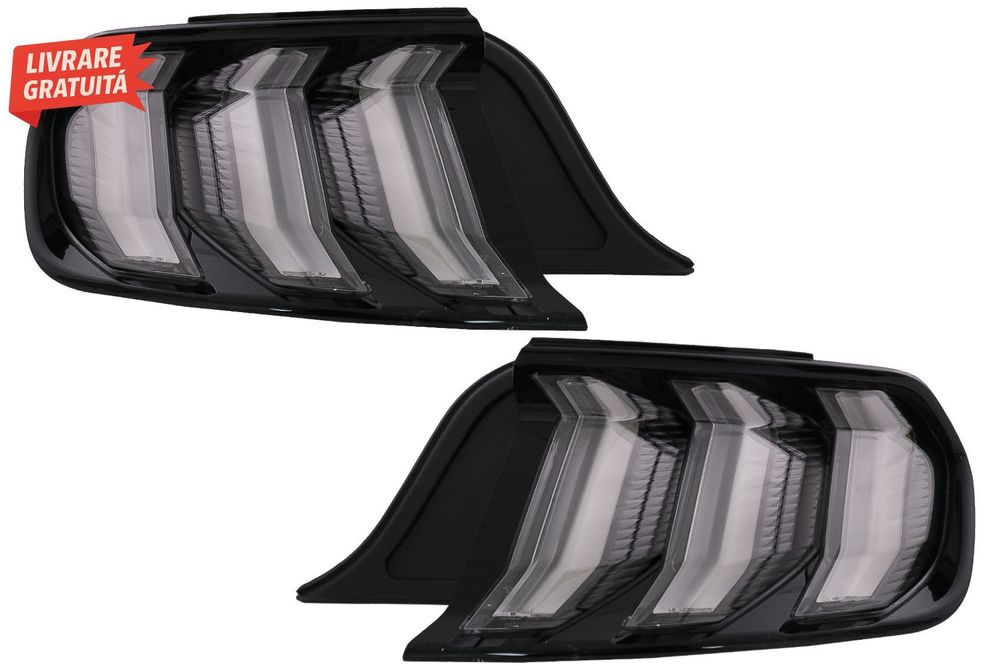 Stopuri Full LED compatibile cu Ford Mustang VI S550 (2015-2019) Fumuriu Clar Semn- livrare gratuita
