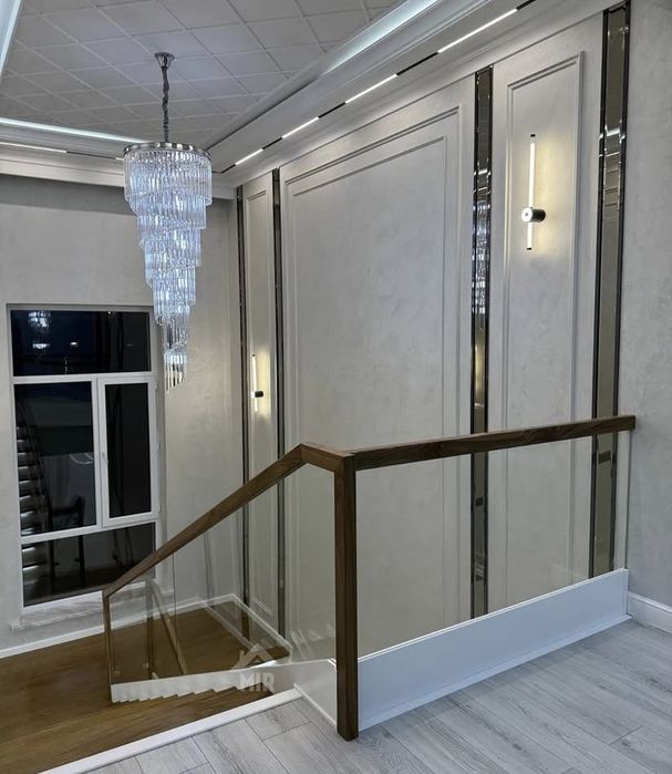 Ограждение лестница  стекл перил