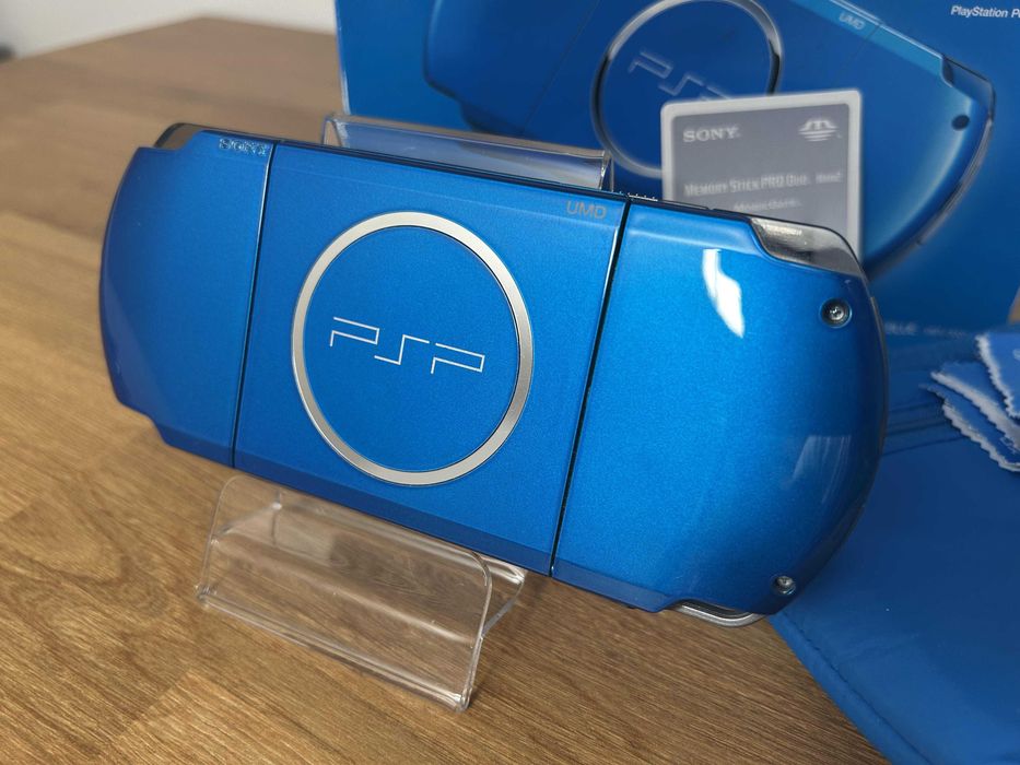 PSP 3000 Vibrant Blue FULL BOX ca noua — set original Sony, garantie 1 an