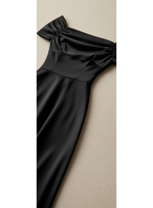 платье черное атласное