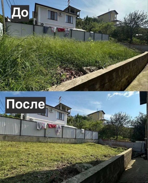 Уборка участка, рабочие, бригада робочих